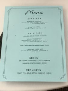 A photo of the menu served at Food & Culture Conversations Day.
