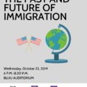 A graphic advertising the upcoming "The Past and Future of Immigration" event held at TCU on October 23.
