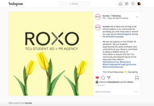 An Instagram post from Roxo's social distancing campaign.