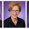 A photo collage of Drs. Ashley English, Jacque Lambiase and Julie O'Neil, faculty in the Schieffer College.