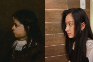 A side-by-side comparison of a real work of art and a recreation by Vy Dang, a Schieffer College student.