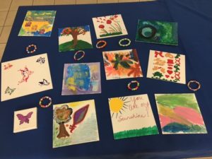 A photo that features some of the artwork created by the residents of the James L. West Center for Dementia Care.