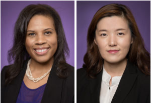 A photo of Ashley English appears to the left of a photo of Penny Kwon, both faculty members in the Strategic Communication department at TCU.