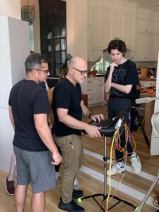 Matt Sunthimer (far right) works on set at a client shoot hosted by MindHandle, the agency he is interning at this summer.