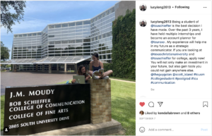A Schieffer College-themed Instagram post shared by TCU student Lucy Long.