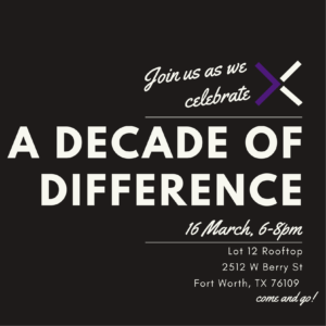 A graphic advertising Roxo's "Decade of Difference" celebration event on March 16, 2022.