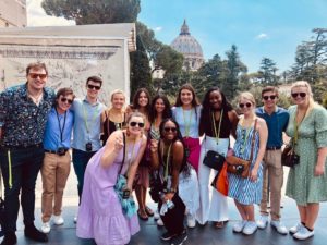 A group of Film, Television and Digital Media students studying in Italy.