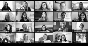 A Zoom session screenshot featuring members of the Roxo agency from the Spring 2020 semester. 