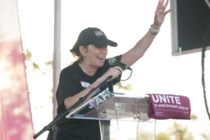 Joy Rich speaks at the Greater Fort Worth MORE THAN PINK Walk.